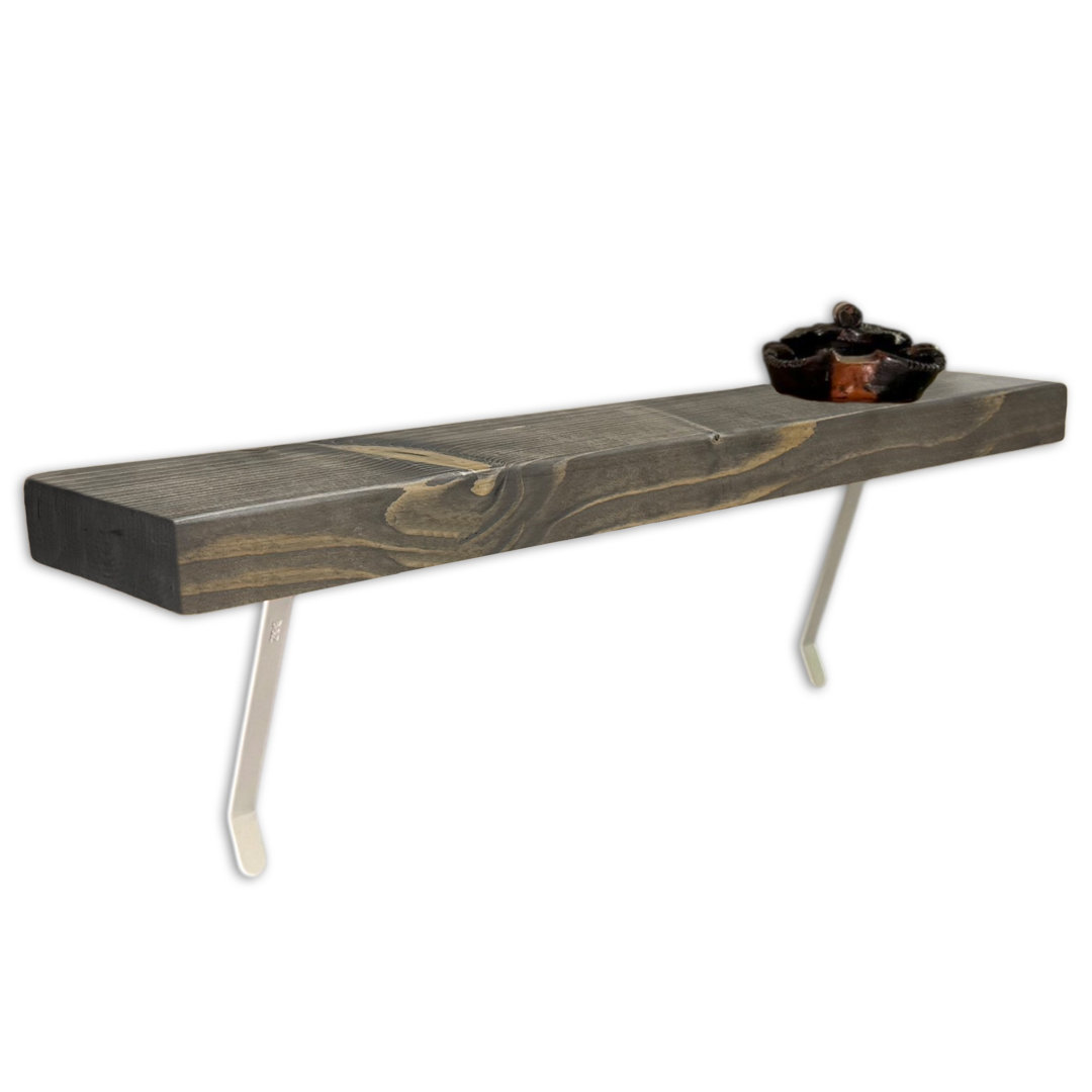 No Drill Radiator Shelf | Rustic Slim Narrow Shelf For Hallway | Chunky Wood