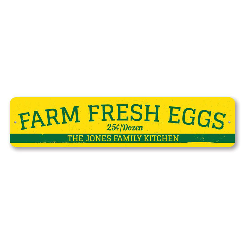 Enseigne en aluminium Farm Fresh Eggs, H 6 po x l 24 po x P 0,06 po