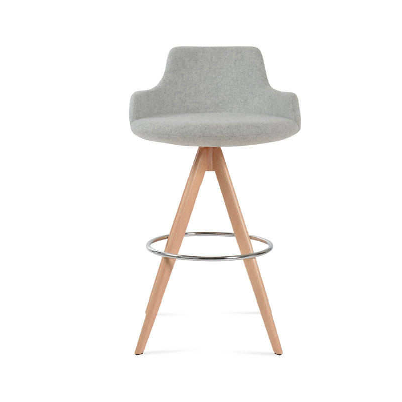Tabouret de derviche, Naturel, Laine argentée, Tabouret de bar (siège d'une hauteur de 29,5 po)
