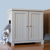 The Refined Litter Box - Wood Cat Litter Box Enclosure Cabinet with Drawer, Cottage Style + Feet
