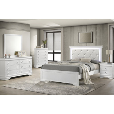 White Twin Bed Frame With Led Headboard For A Chic Bedroom Look And Wood In - Modern Essential