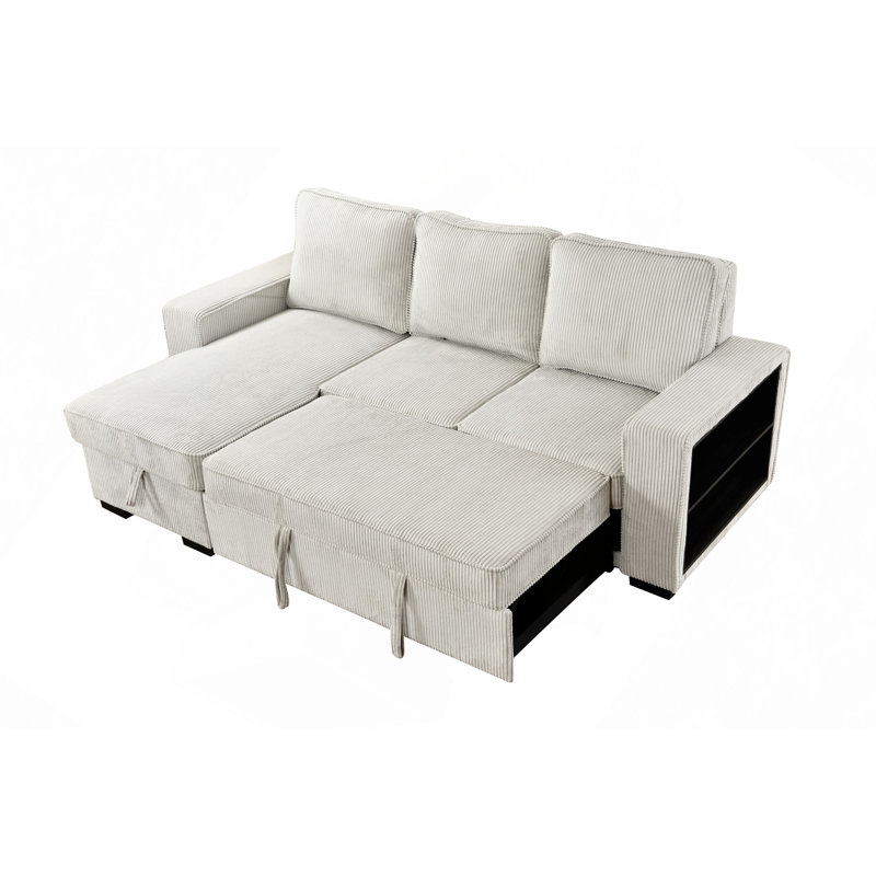 Canapé-lit modulaire convertible en L avec canapé-lit moderne avec méridienne de rangement, port USB et porte-gobelet pour le salon