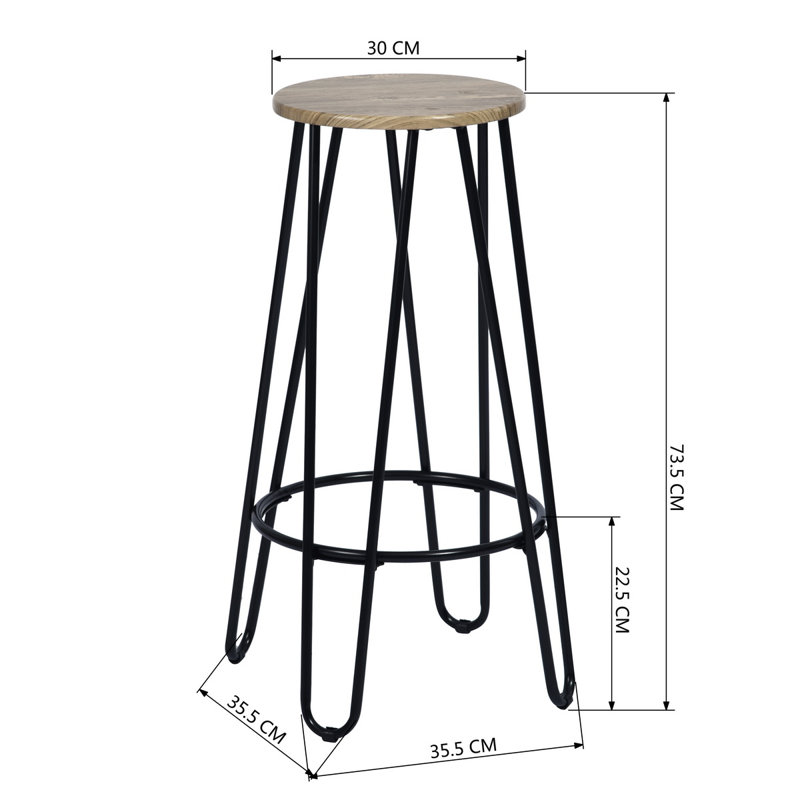 Laisha Counter Stool with Metal Frame, Light Wood