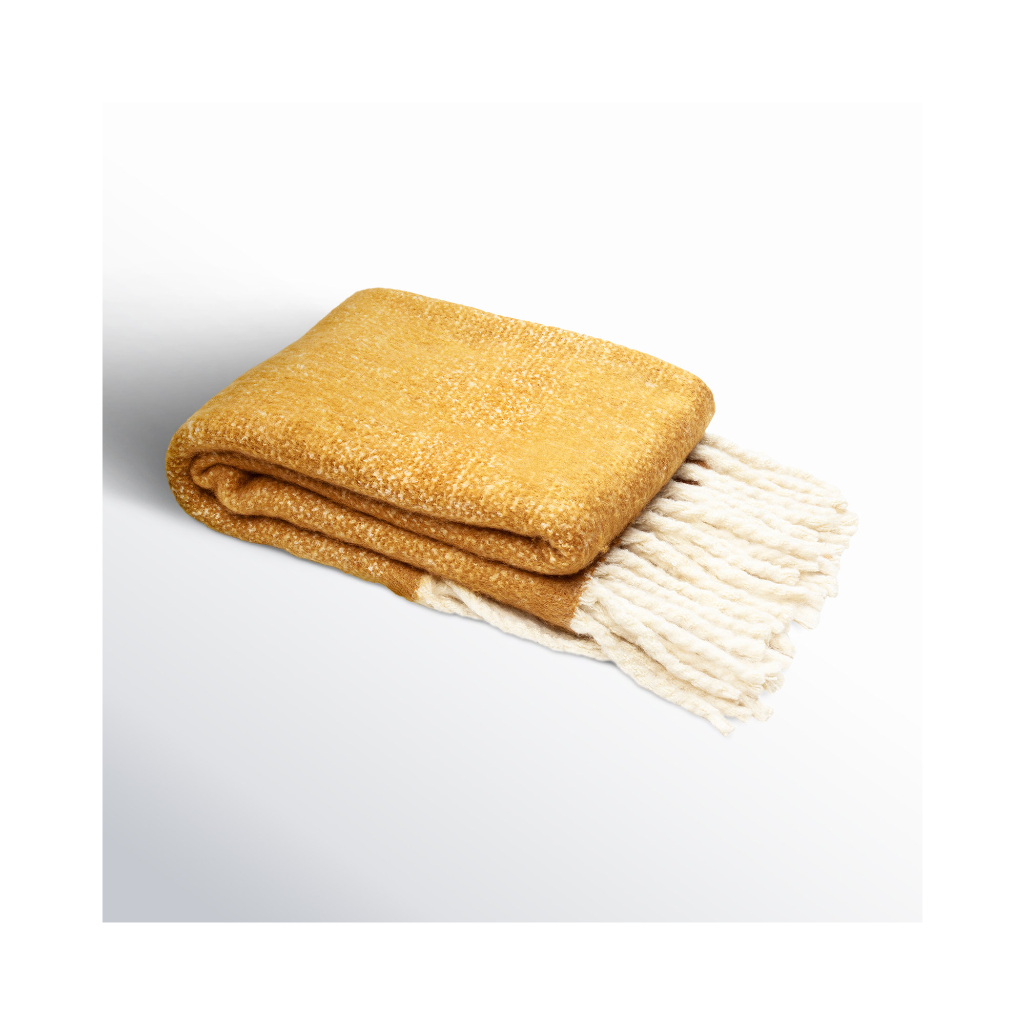 Morris Plastic / Acrylic Hand Woven Throw Blanket, Yellow/Beige