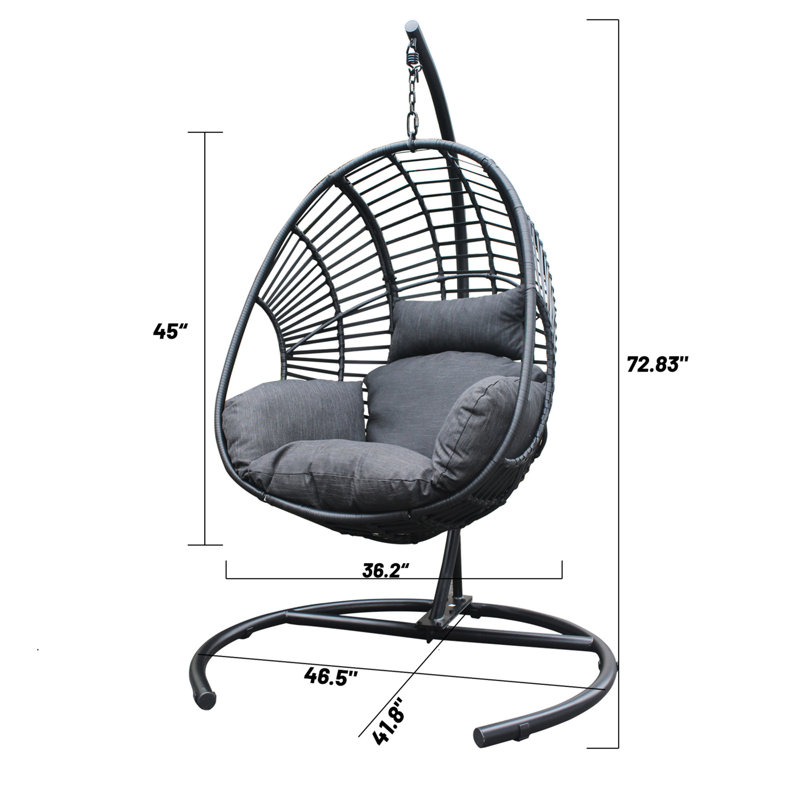 Balancelle en osier PE de haute qualité pour l'intérieur et l'extérieur avec coussin de couleur anthracite et base de couleur noire