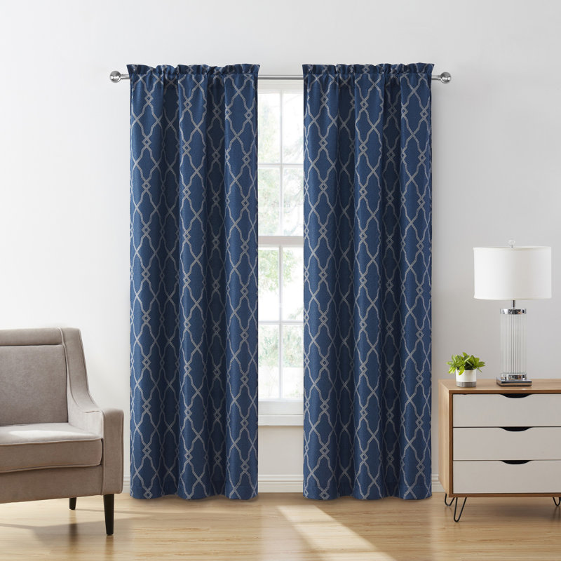 Paire de rideaux obscurcissant en polyester, L 38 po x L 84 po, Bleu marine