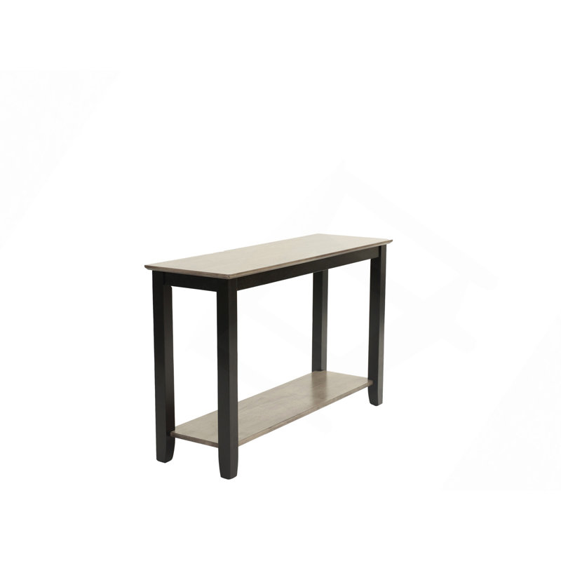 Table de salon à deux tons avec 1 console et sous-table avec rangement en bois d'hévéa et placage de noyer