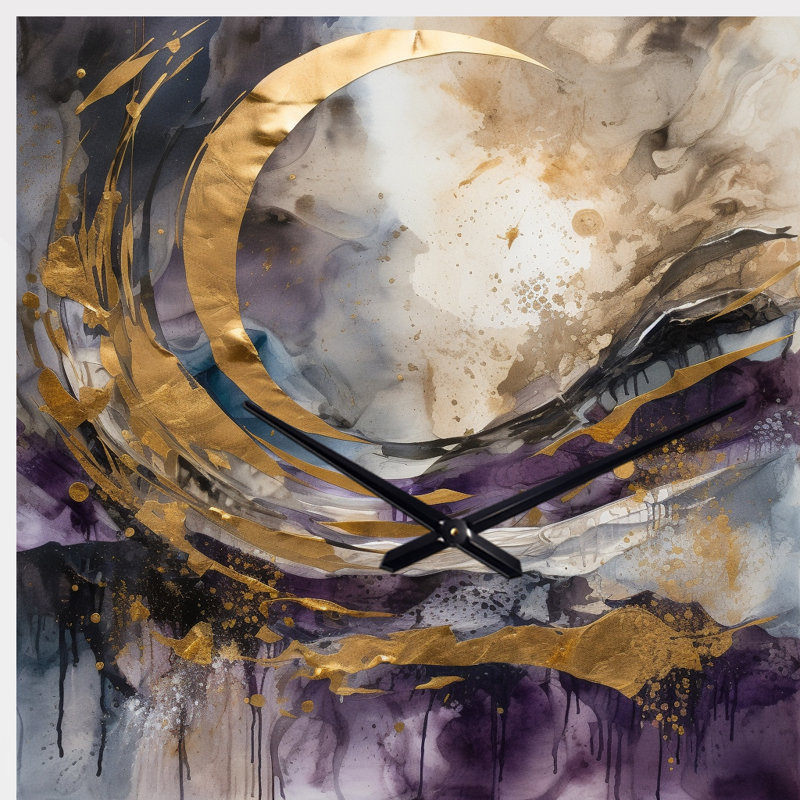 Impression encre liquide mauve et captivante - horloge murale, Petit