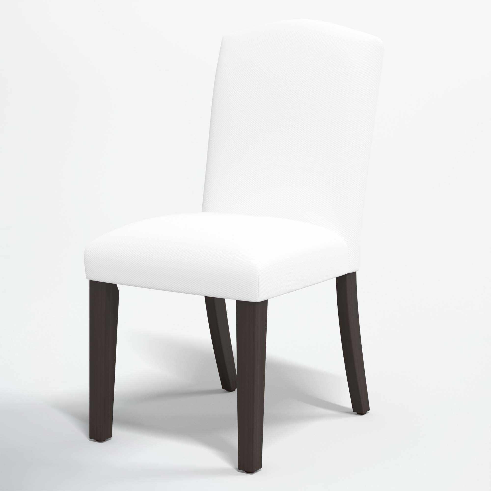 Estrela Upholstered Dining Chair, White Performance Twill, Espresso