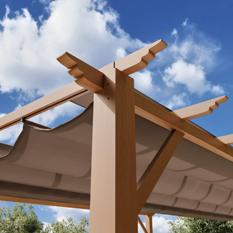 Florence 11 ft. W x 11 ft. D Wood Grain Aluminum Pergola in Canadian Cedar with Convertible Canopy, Cocoa