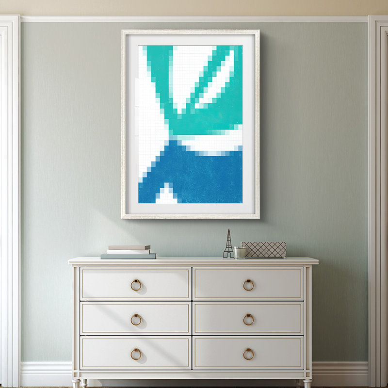 Pixel Leaves III -Framed Print, 28.5" H x 20.5" W, White