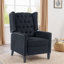 Élégant fauteuil à oreilles inclinable en tissu noir de 27,16 po de largeur avec fonctionnement manuel-65510536