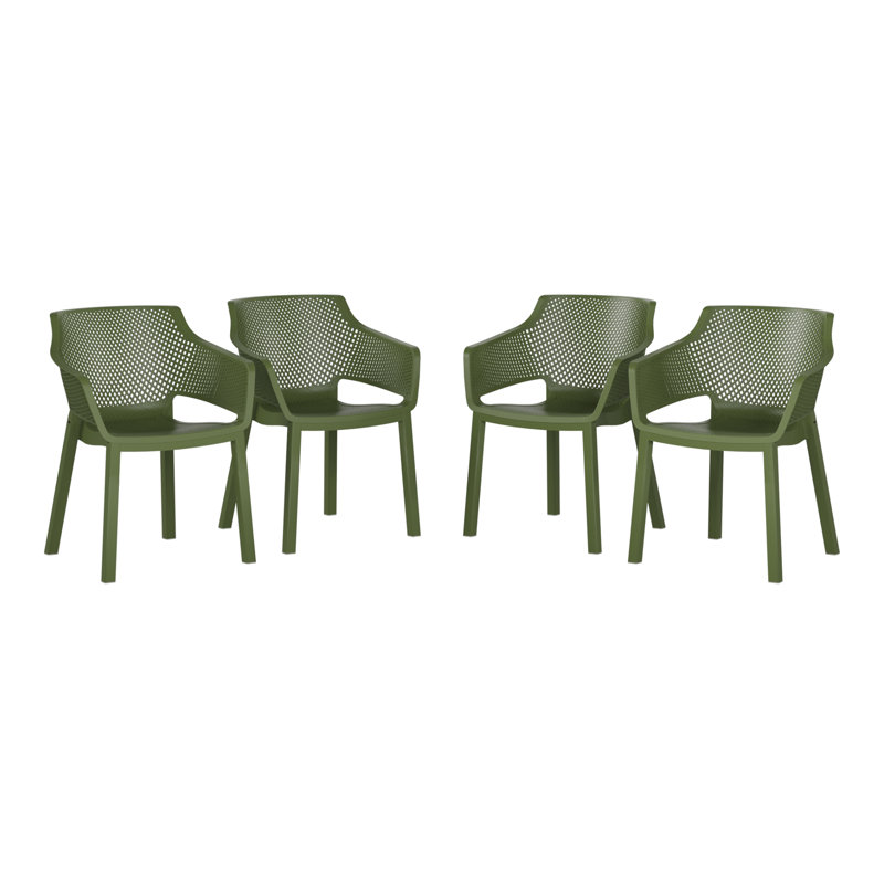 Ensemble de 4 chaises de patio empilables, Green