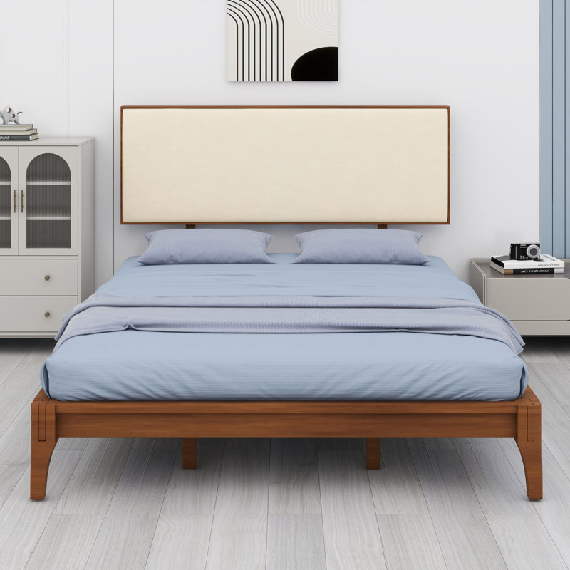 Lit plateforme tapissier Modern: tête de lit réglable et structure en bambou durable