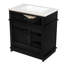 Meuble-lavabo de 30 po, finition noire, lavabo en céramique, tiroir coulissant, trois tiroirs, tablette de porte, matériau, quincaillerie silencieuse autoportante, rangement spacieux