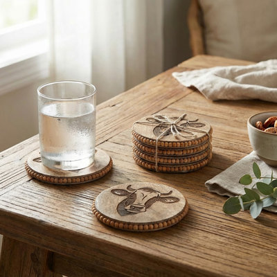 Ensemble de 4 sous-verres ronds à perles