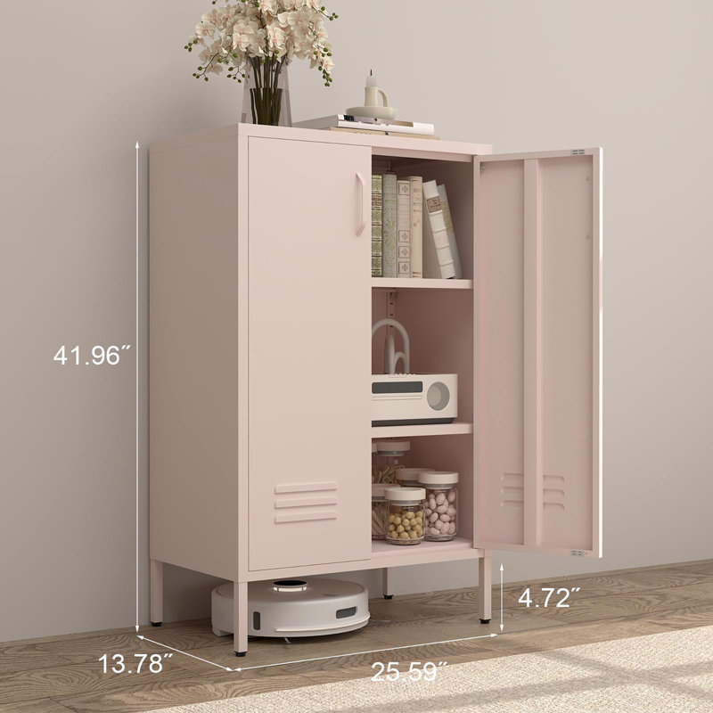2 -Door Storage Cabinet, Pink