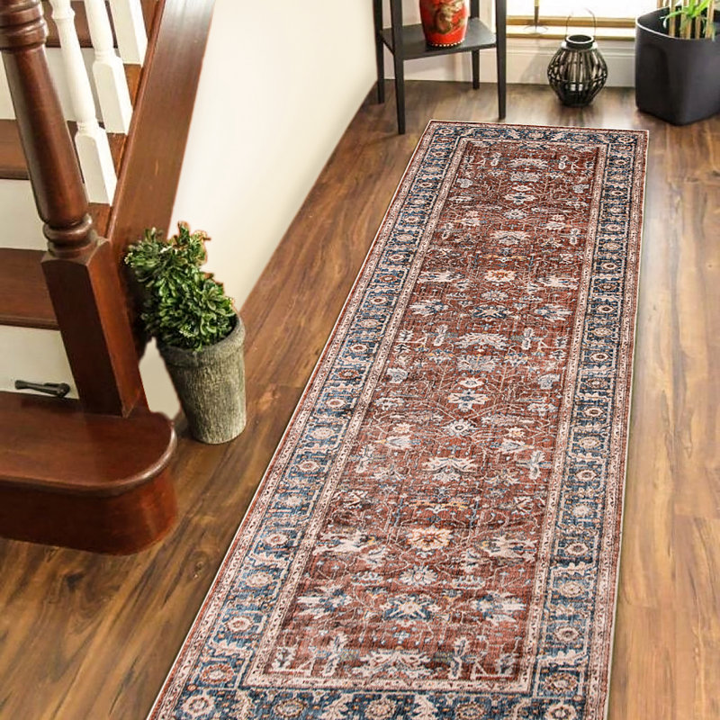 Tapis rouge / bleu Lorcan, Rectangle 2 pi 7 po x 10 pi