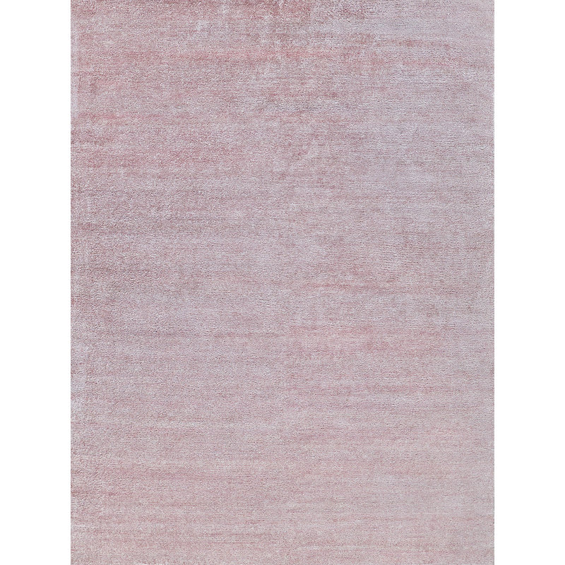 Plush Viscose/ Wool Area Rug in Pink, Rectangle 2' x 3'