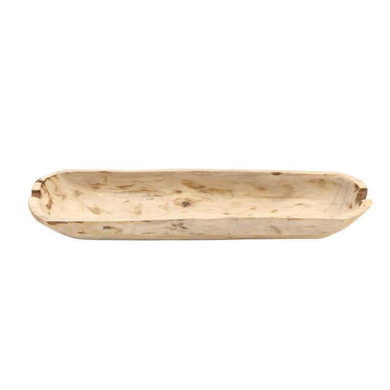 Kailyn Oval Paulownia Wood Decorative Bowl - Rustic Brown