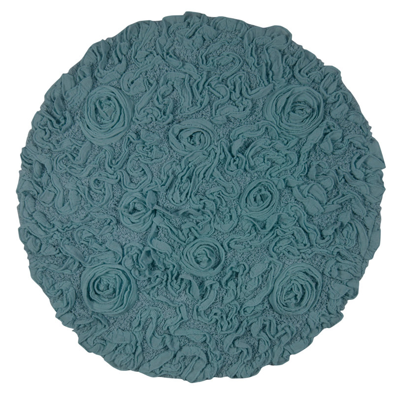 Tapis de bain rond 100% coton Home Weavers Franciska, L 30 po x L 30 po, Bleu