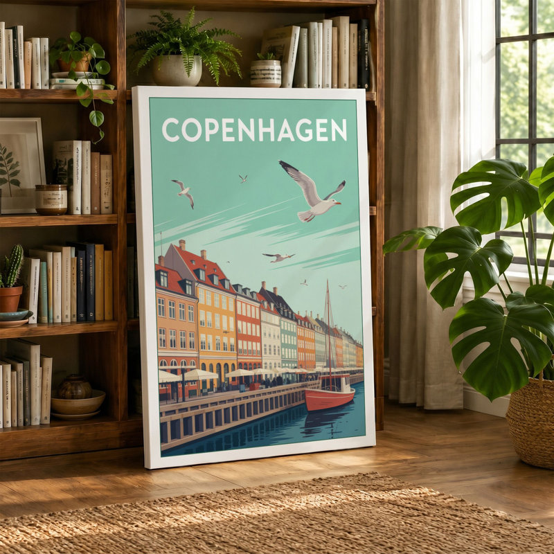 Postcard From Copenhagen Vintage - Print, 18x12 - 45.7 x 30.5 cm, Black Border
