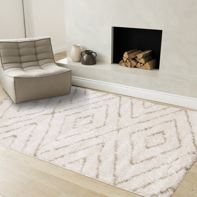 Botelho Cream Beige Modern Geometric Area Rug