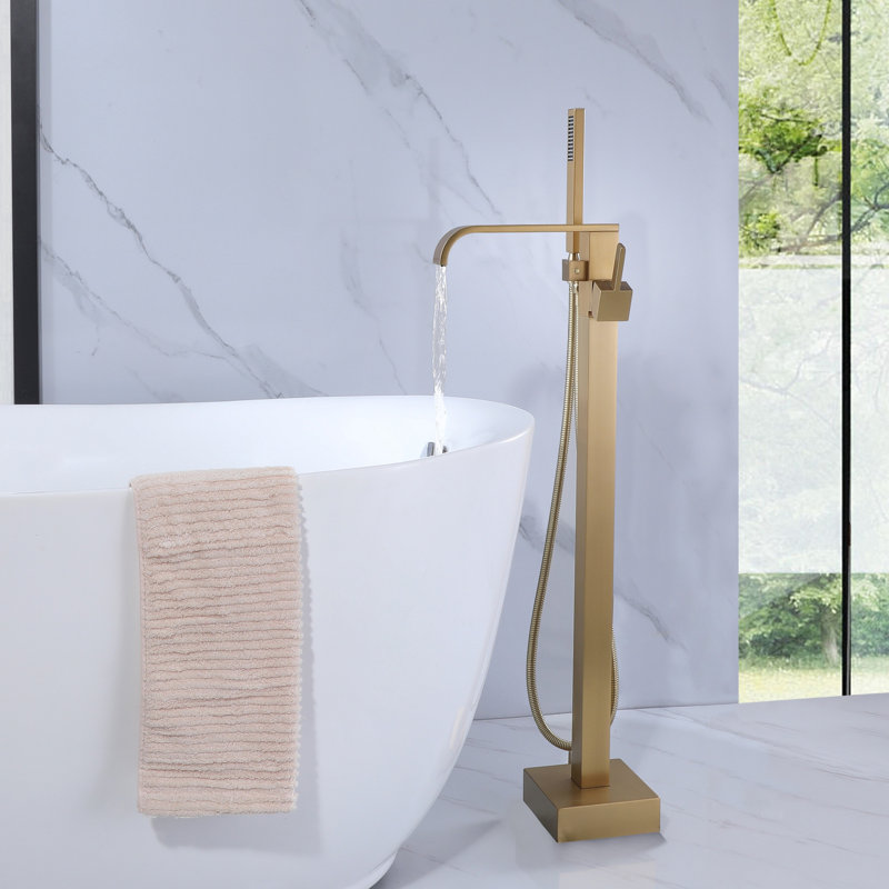 1 Handle Bathroom Clawfoot Tub Faucet with Diverter, Brushed Gold