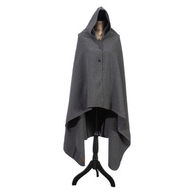 Wooded River Solid Greystone - Hooded Throw - 72x48, Wearable Wool Hooded Blanket for Cabin Lounging