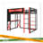 Full Size Wood Loft Bed With Desk, Shelves, Power Outlet & USB/Type-C Ports, , And RGB Light-1009468701