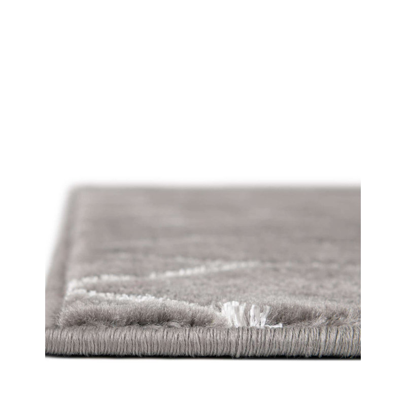 Tapis gris argenté à motif géométrique glam, Rectangle 3 pi 1 po x 5 pi 3 po