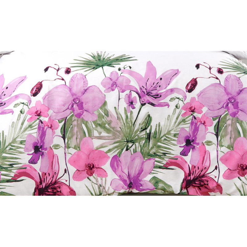 Cotton Blend Floral Duvet Cover Set with Pillowcases Included, Purple, Single Duvet Cover + 1 Standard Pillowcase