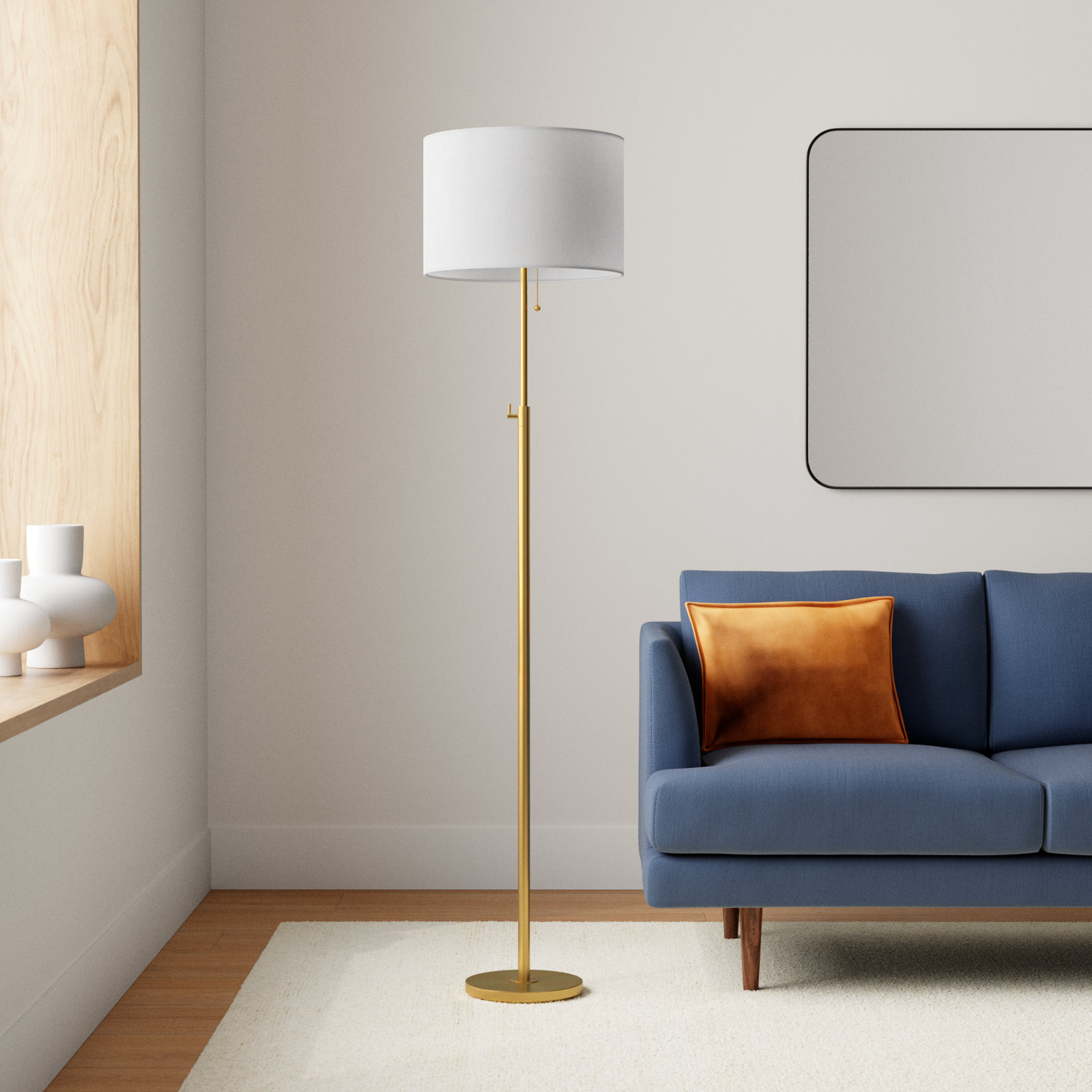 Kelliann 64.5" Adjustable Floor Lamp, Antiqued Brass