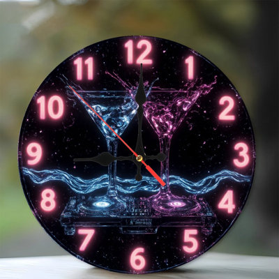 Neon effect Clock Cocktails DJ Mixer