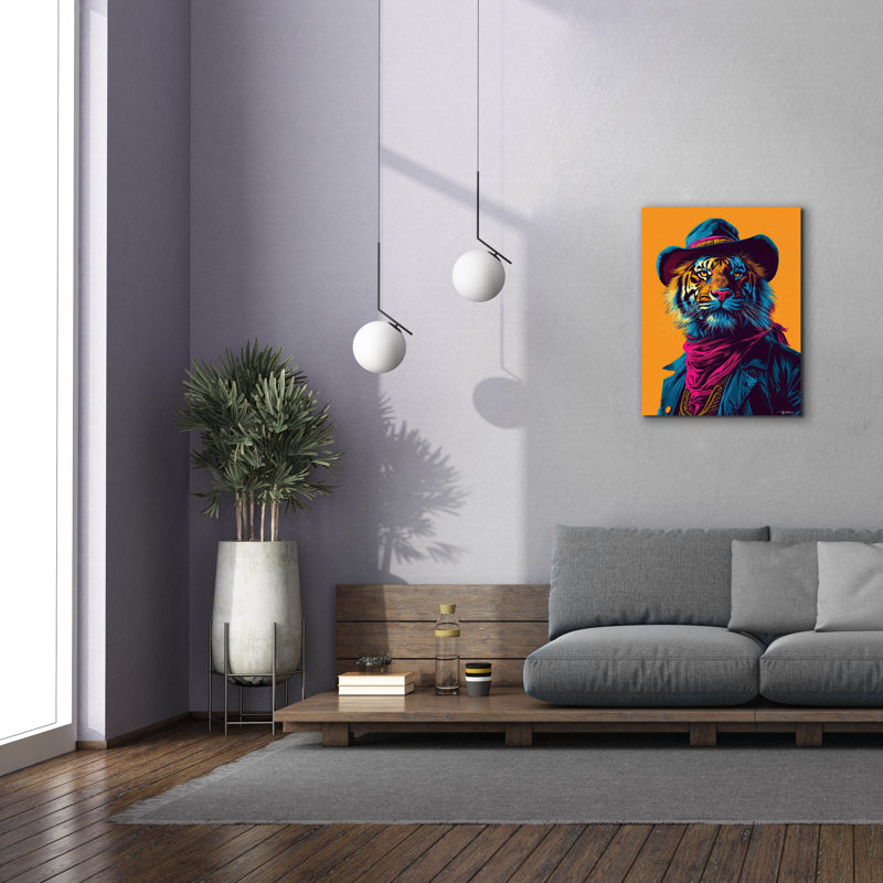 Toile épique «Western Tiger» par Momart, H 34 po x l 26 po x P 1,5 po