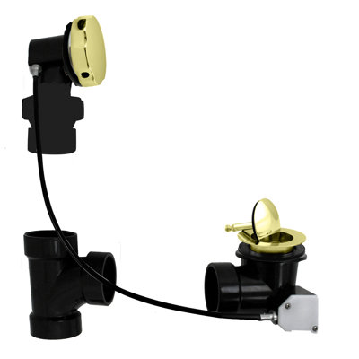 27" Cable Drive Bathtub Pop-Up Drain Trim with Ball Joint Rotary Overflow and Sch. 40 ABS Fittings