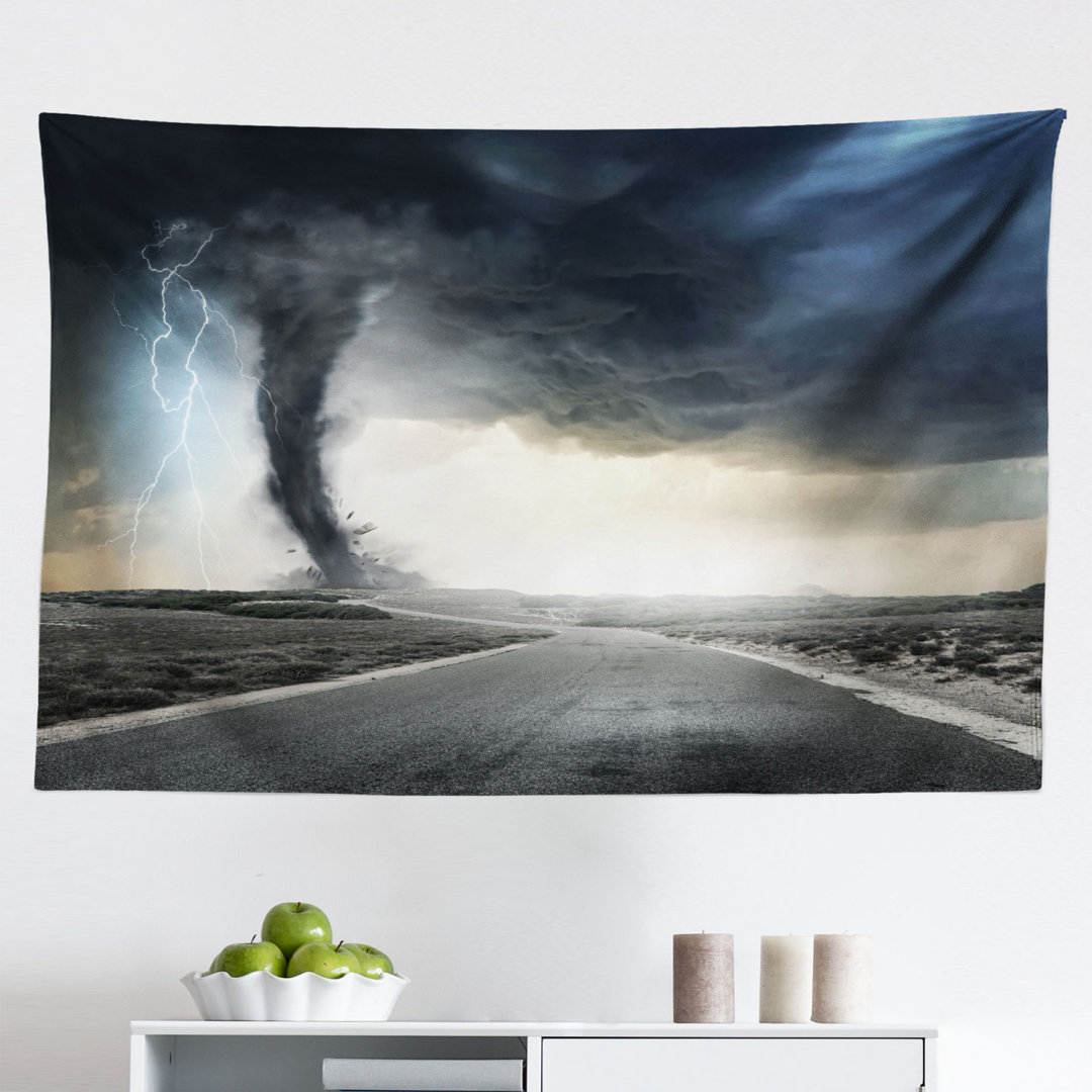 Wandteppich, Schwarz Tornado Trichter Gas, Natur, Grau