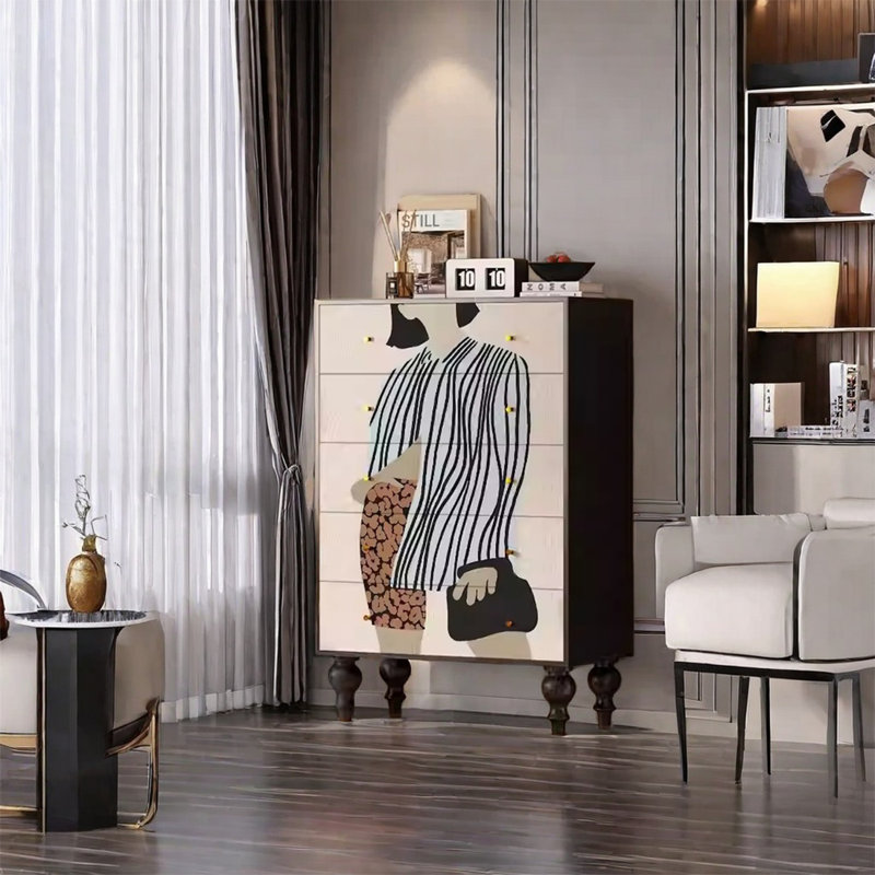 Five-Drawer Storage Cabinet with Chic Handle
