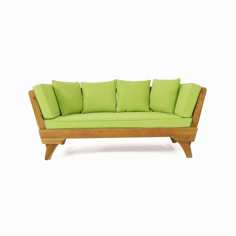 Lit de jour en bois avec fonction extensible et coussins décoratifs - l 65,31 po x H 27,4 po x P 30,21 po