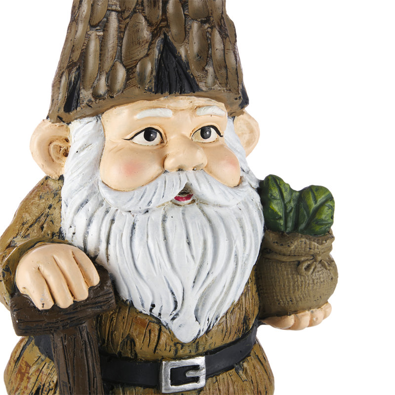 Garden Gnome with Shovel and Plant Statue,