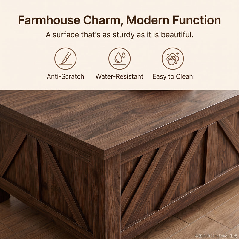 Table basse avec rangement Nilla, Brun rétro