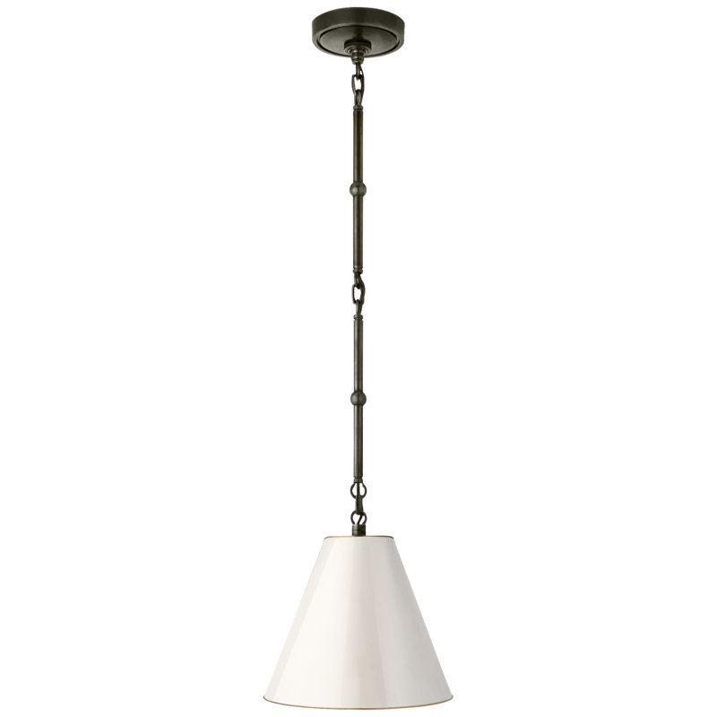 Thomas O'Brien Goodman Small Hanging Light, Antique White, Bronze, 12" H x 10" W x 10" D