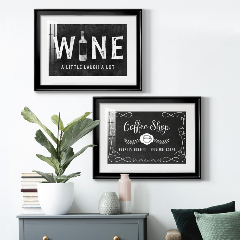 Wine A Little - ensemble de 2 reproductions de cadres photo, H 30,5 po x l 45 po x P 1 po, Cadre noir