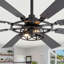 52 po / 65 po. Ventilateurs de plafond noirs avec lumières - Ventilateur de plafond intérieur avec lumière et télécommande, 8 pales, ventilateur de plafond moderne réversible pour chambre à coucher-823044204