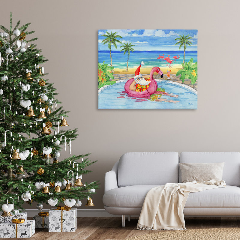 «Santa with Pool Float» par Paul Brent, H 36 po x l 48 po