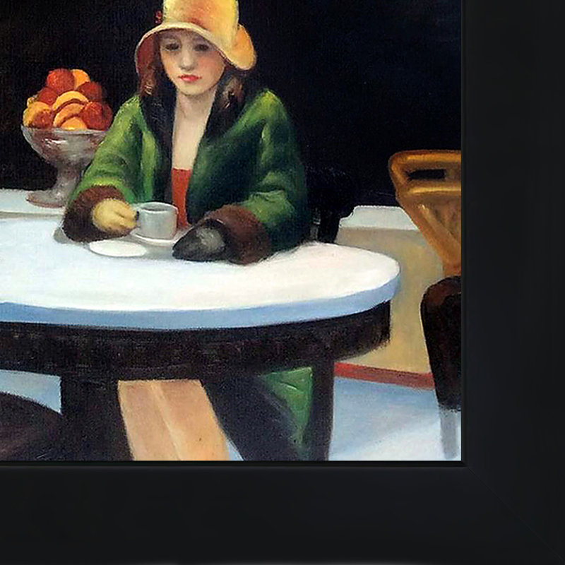 " Automat " by Edward Hopper Painting Print, New Age Wood Framed