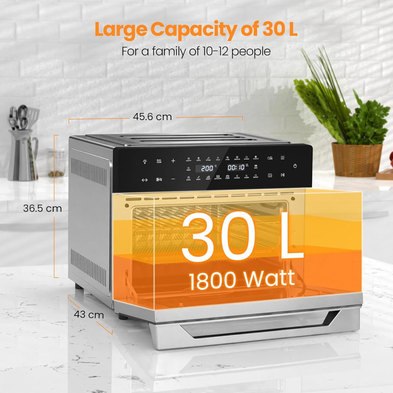 WOLTU 30L Dual Air Fryer Air Fryer, Silver