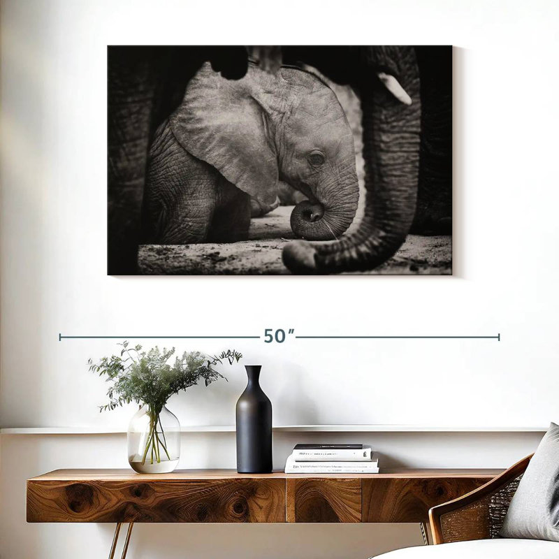 Brampt Napping Baby Elephant, 26" H x 39" W