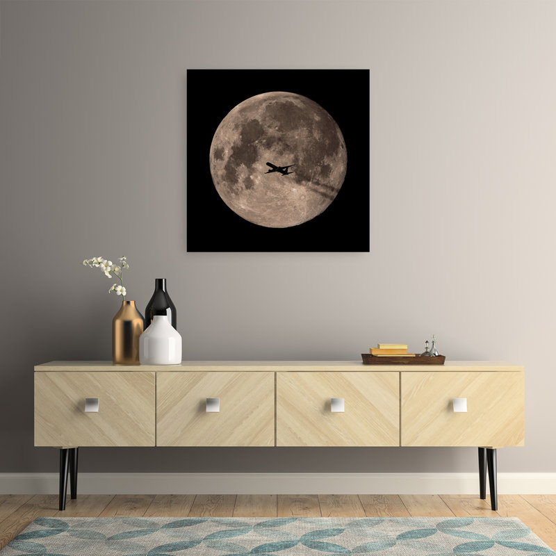 Dramatic Moon Flight Dramatic Abstract Contemporary Landscape Nature Wall Art Print 1 Piece Wrapped Canvas Wall Art