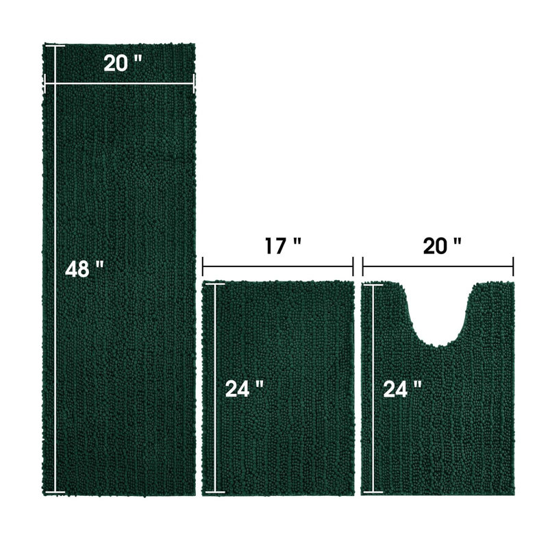 Chenille Non-Slip Bath Mat, Deep Green